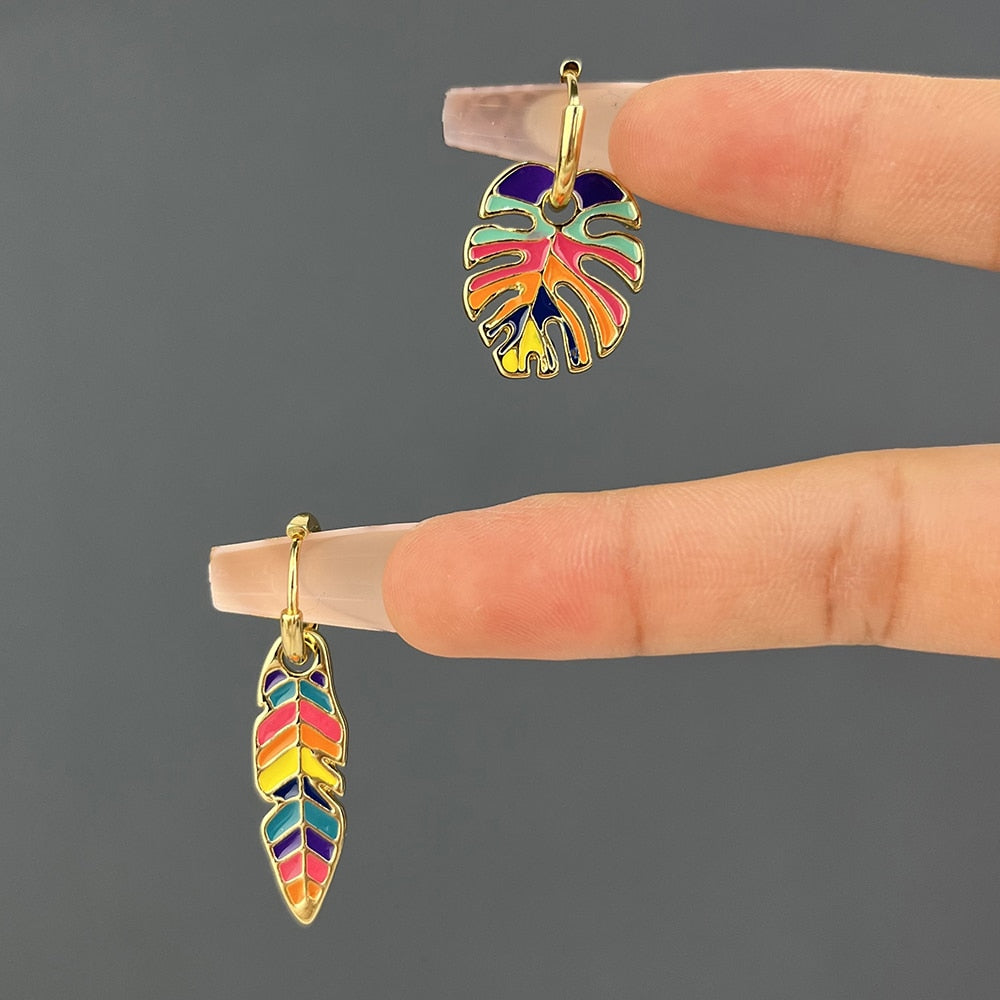 Gold Plates Bohemian Feather Earrings