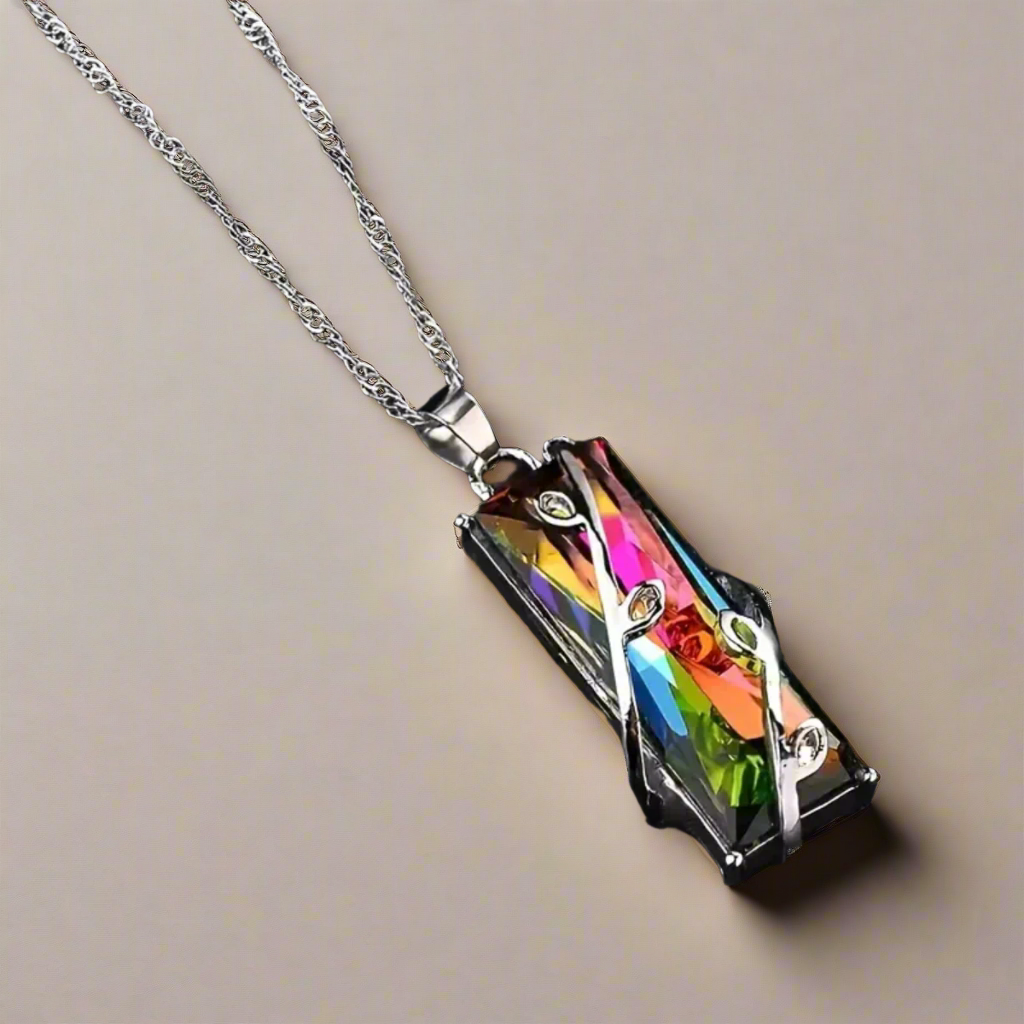 Colourful Silver Pendant Necklace