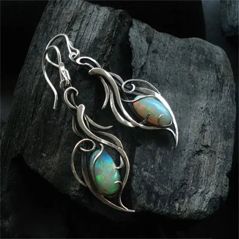 Vintage earrings made of blue opal
