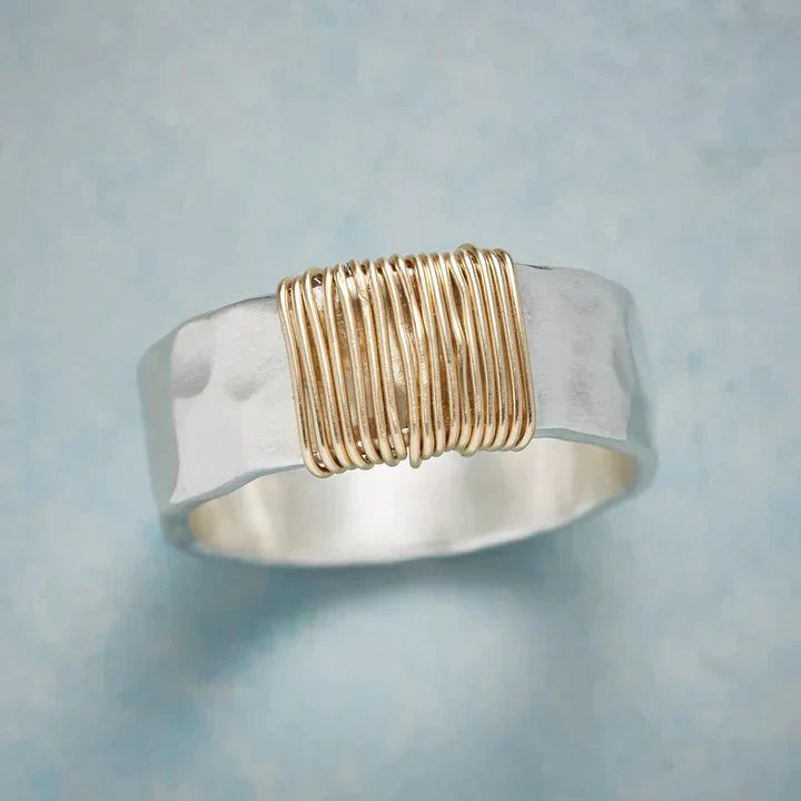 Antique Golden Threads Silver Ring