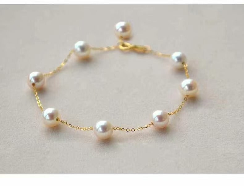 Thin Pearl Golden Bracelet