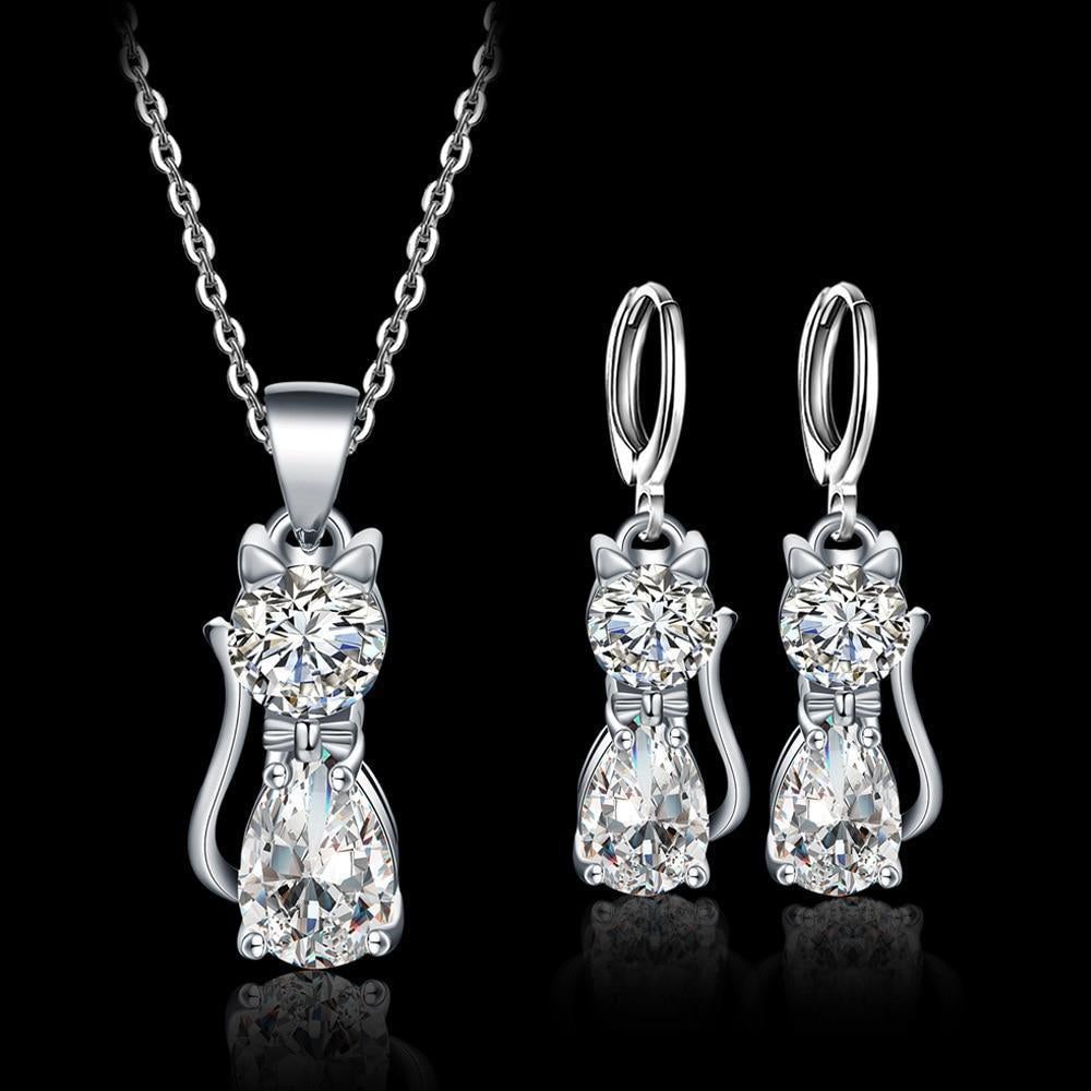 Happy Cats Necklace & Earrings Set
