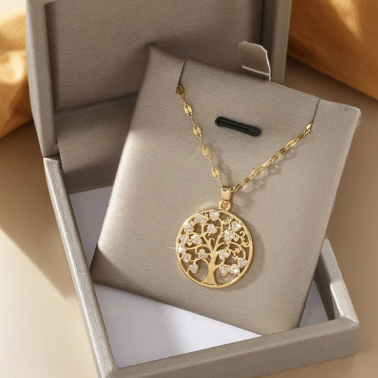 Tree of Life Pendant Necklace with Cubic Zirconia