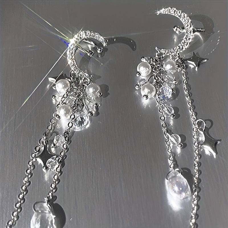 Moon Star Long Tassel Design Ear Cuff