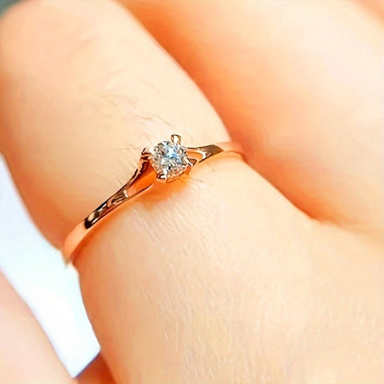 Inlaid White Zirconia Ring