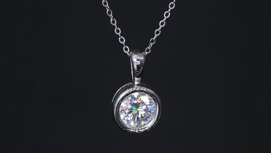 8mm Round Cut Moissanite Pendant Necklace