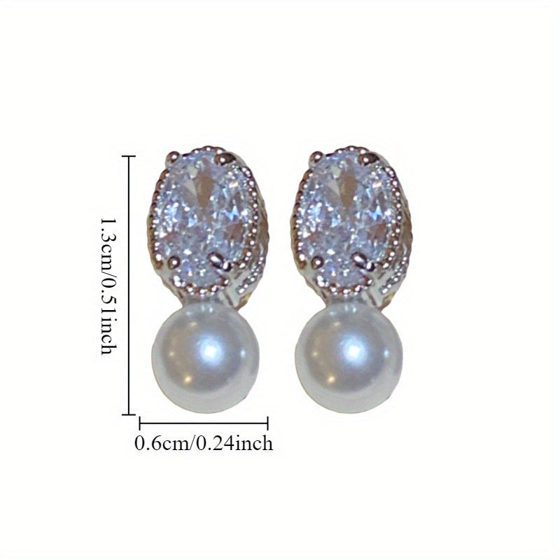 French Oval Pearl Dangle Earrings