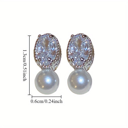 French Oval Pearl Dangle Earrings