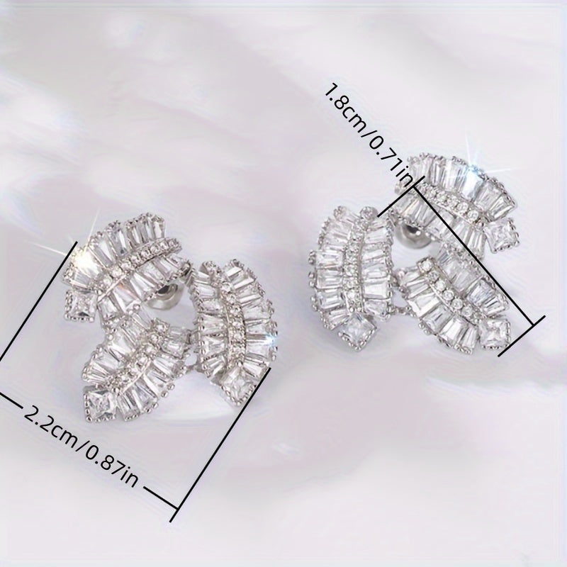 Elegant Maple Leaf Zirconia Stud Earrings