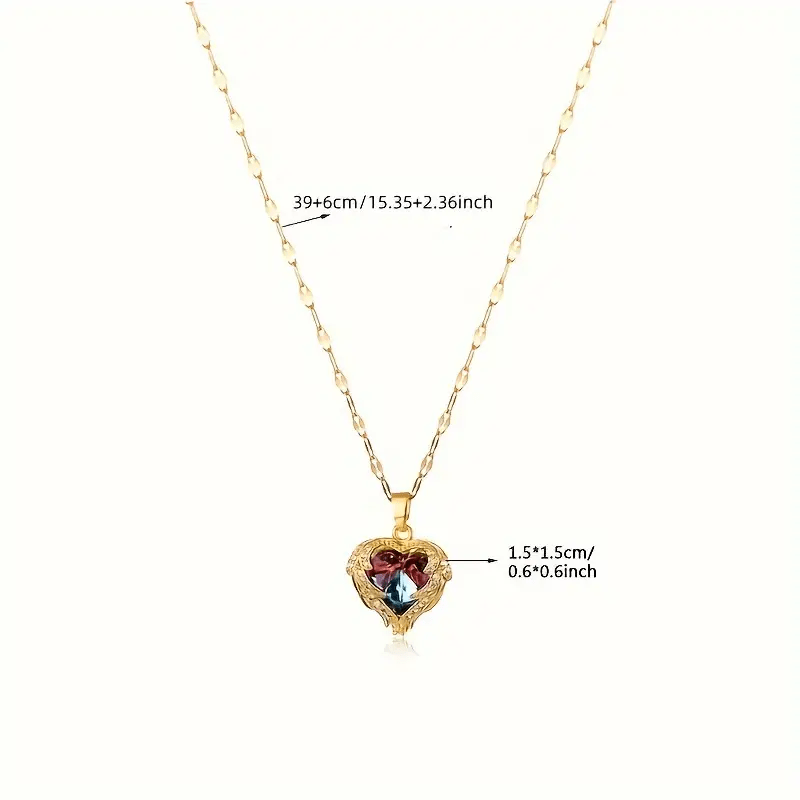 Angel Wing Heart Pendant Necklace