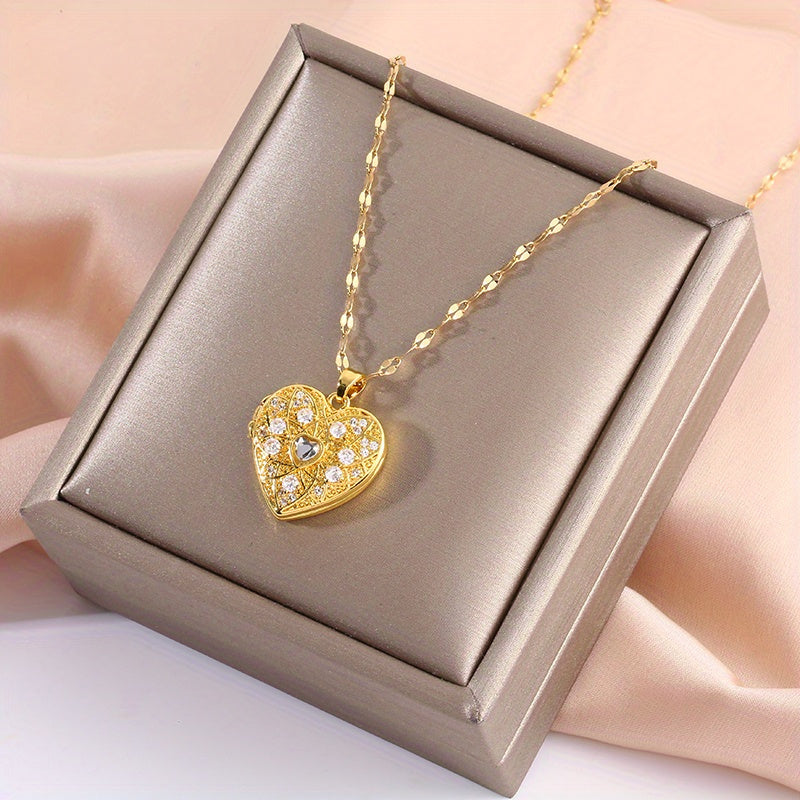 Double Layer Openable Heart Locket Necklace