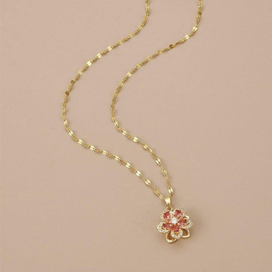 Five-Petal Flower Pendant Necklace