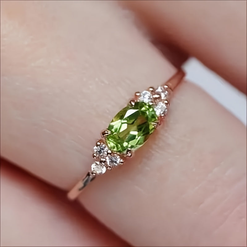Elegant Peridot & Synthetic Zirconia Ring