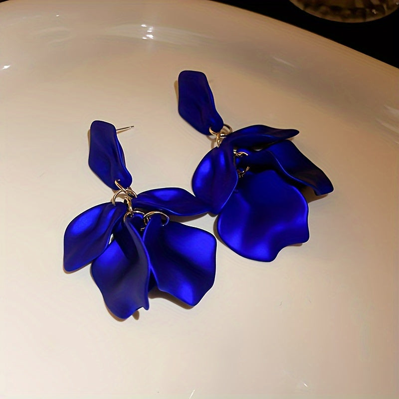 Luxury Elegant Matte Petal Tassel Earrings