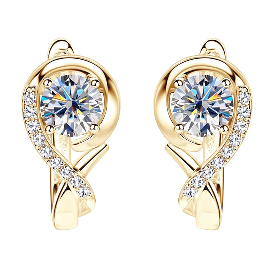 Elegant Moissanite Silver Rose Flower Hoop Earrings
