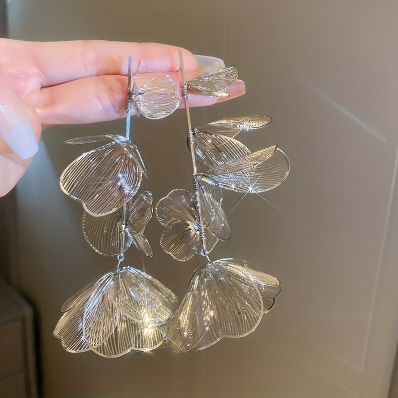 Floral Cutout Tassel Earrings