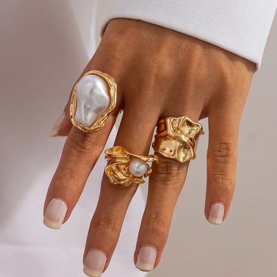 Florens - Onda Pearl Ring Set (3-Pack)