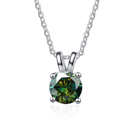 Round Cut Shiny Moissanite Pendant Necklace
