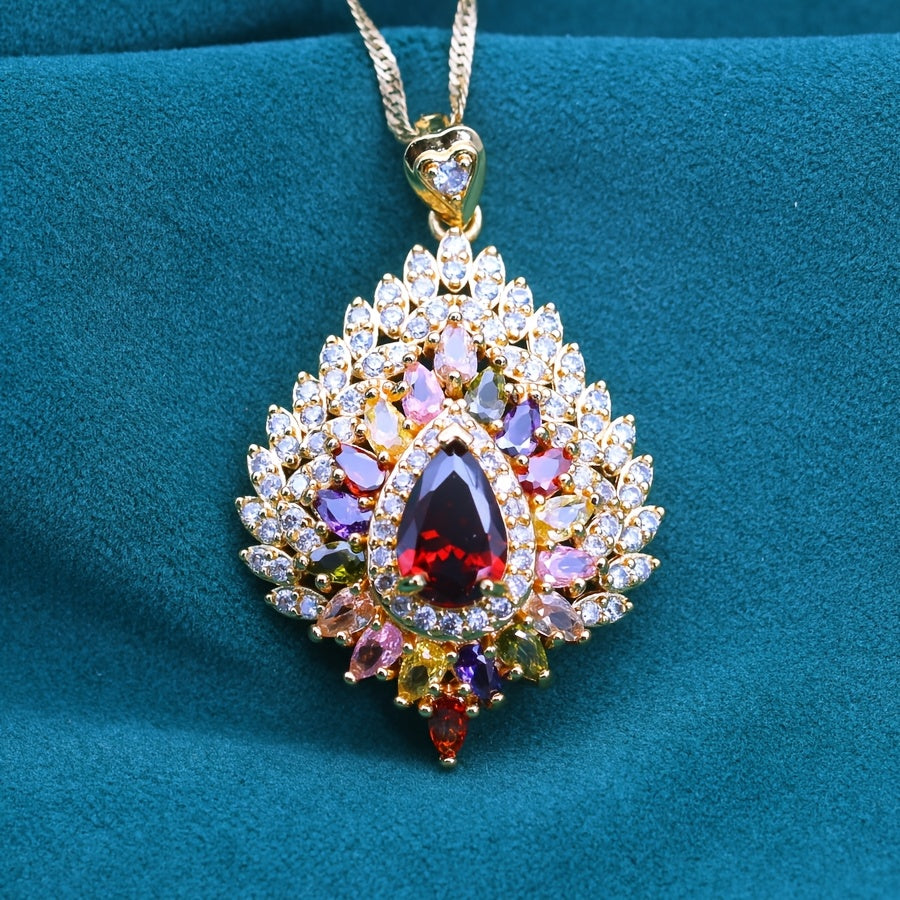 Elegant Multicolor Cubic Zirconia Pendant Necklace