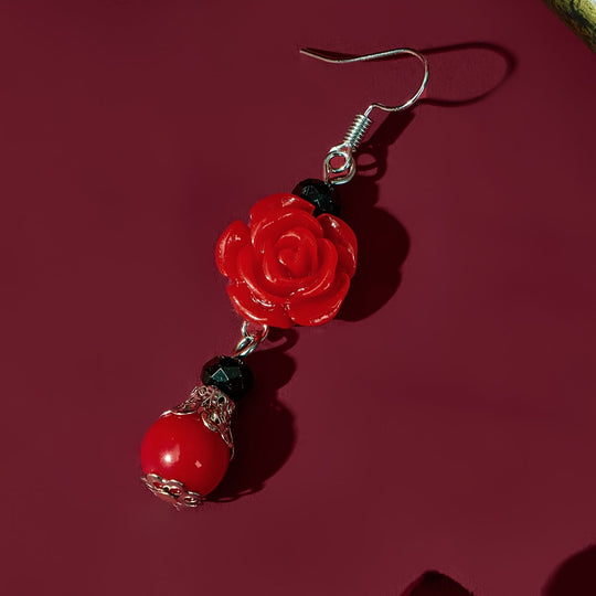 Rose Flower Pendant Earrings