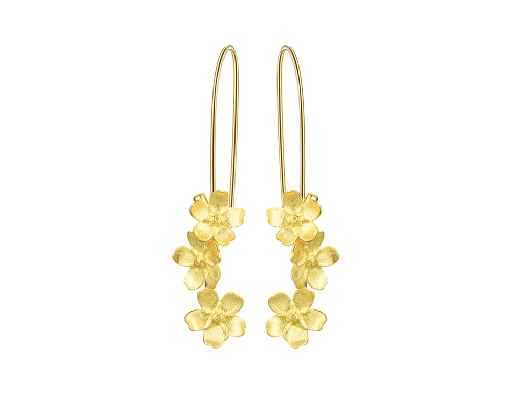 Forget-me-not Flower Long Dangle Earrings