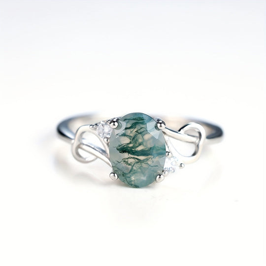 Plated Moss Agate Ring
