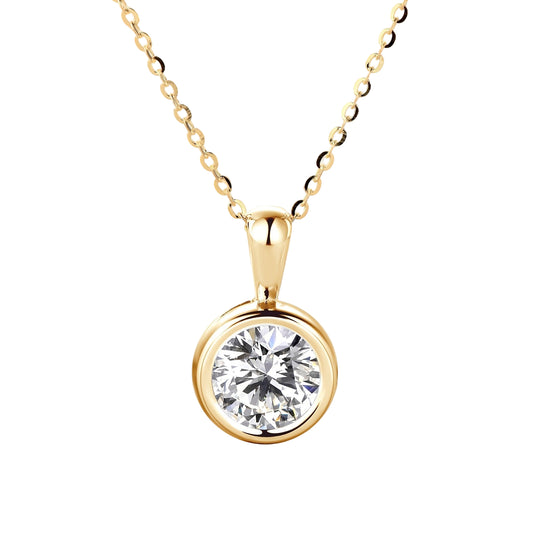 8mm Round Cut Moissanite Pendant Necklace