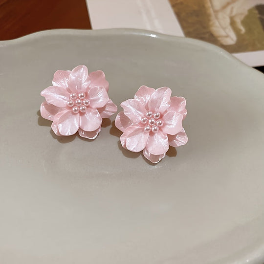 Floral Pearl Stud Earrings