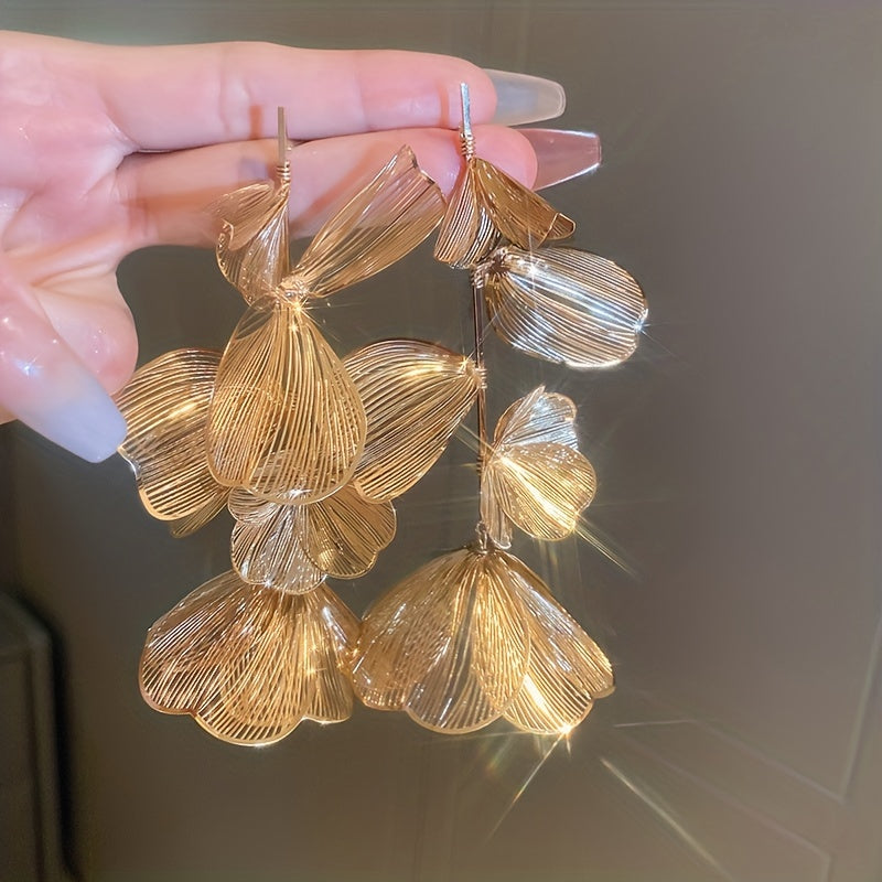 Floral Cutout Tassel Earrings