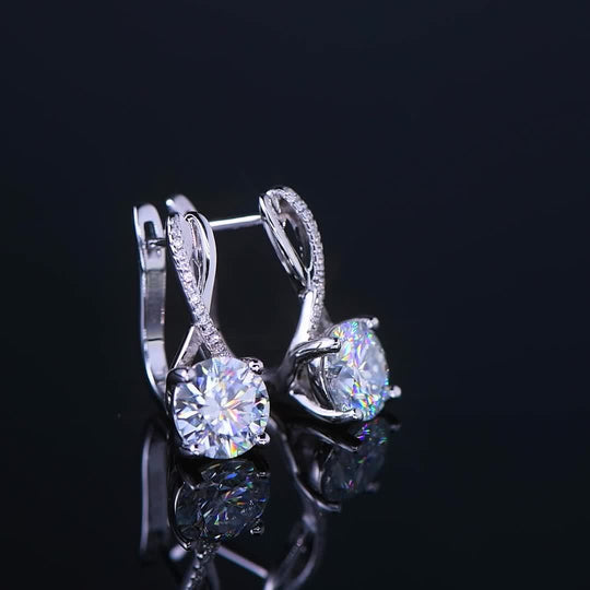 8mm Round Moissanite Earrings