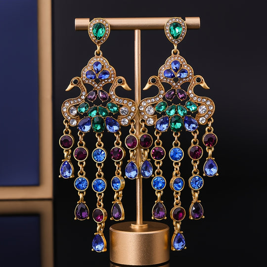 Vintage Peacock Dangle Earrings