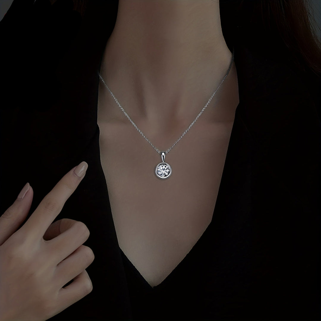 8mm Round Cut Moissanite Pendant Necklace