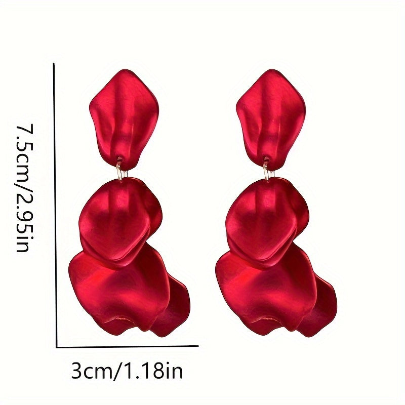 Luxury Elegant Matte Petal Tassel Earrings