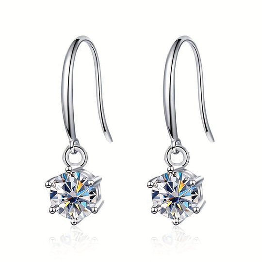 Delicate Round Moissanite Hook Earrings