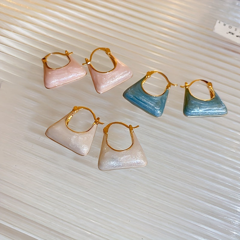Handbag Design Enamel Hoop Earrings