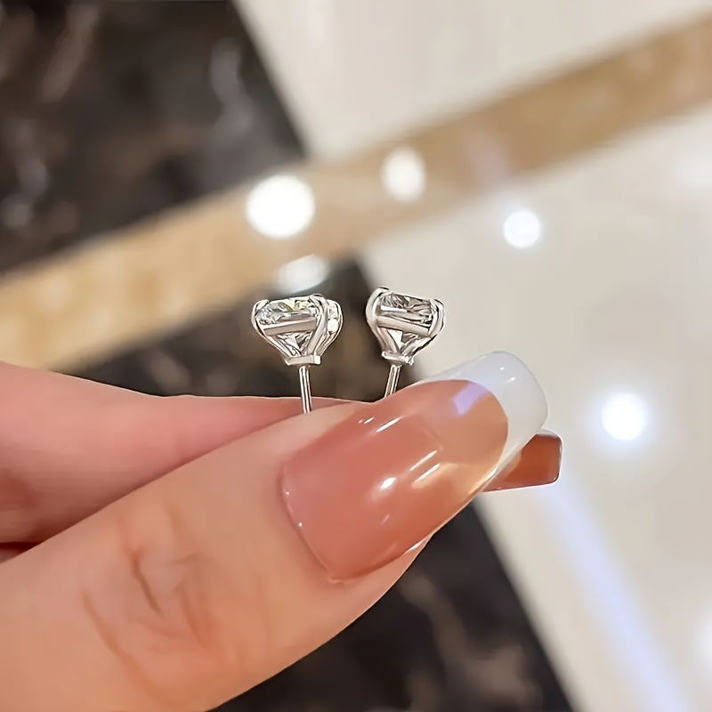 Silver Square Zirconia Earrings