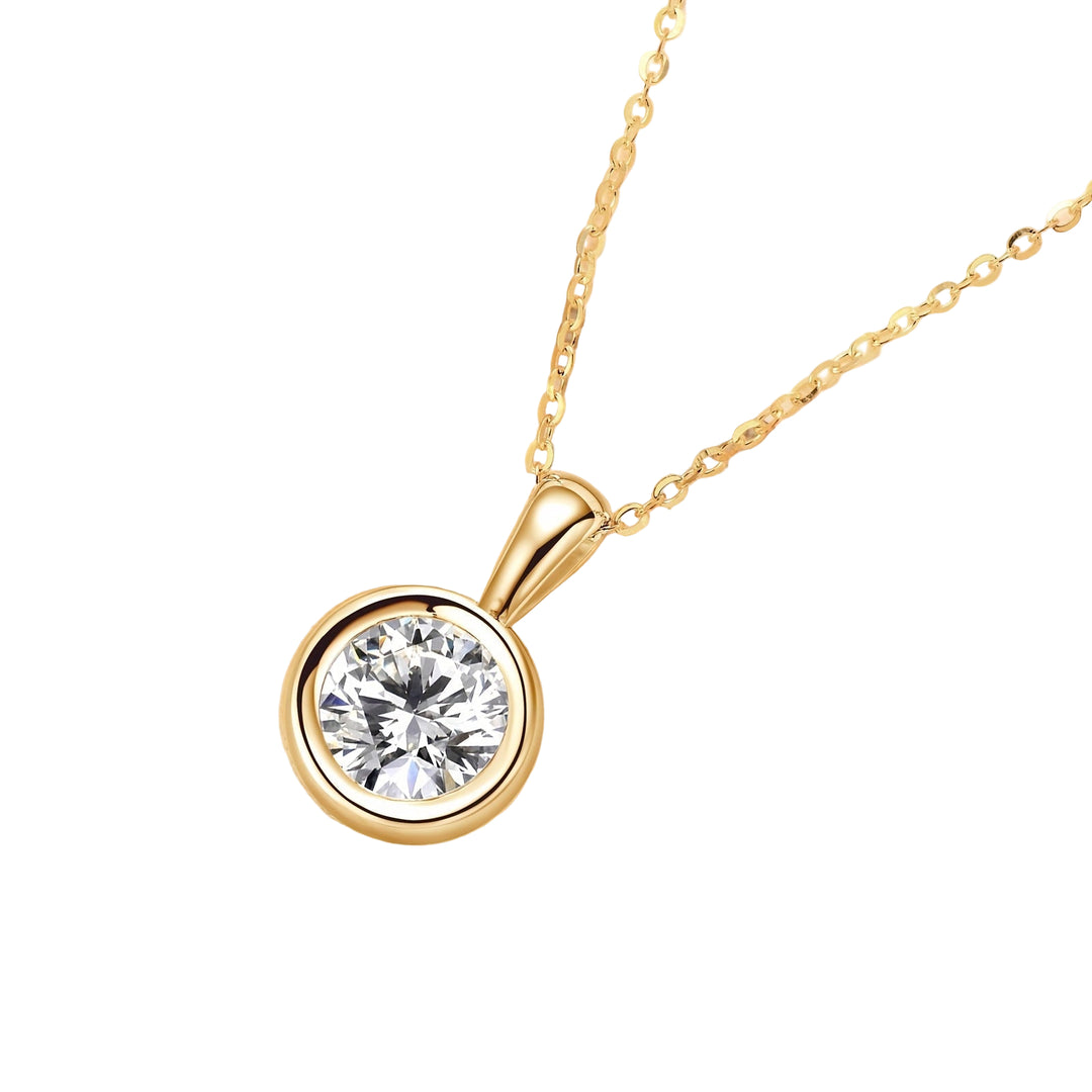 8mm Round Cut Moissanite Pendant Necklace