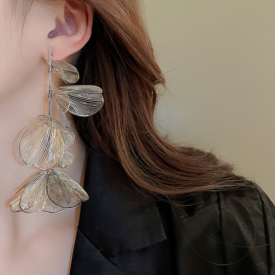Floral Cutout Tassel Earrings