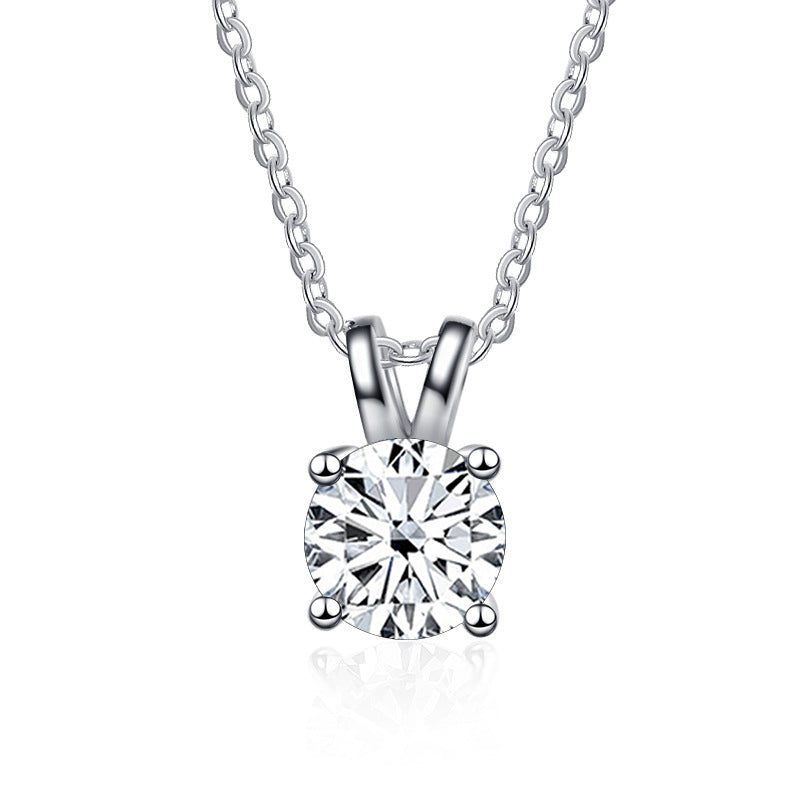 Round Cut Shiny Moissanite Pendant Necklace