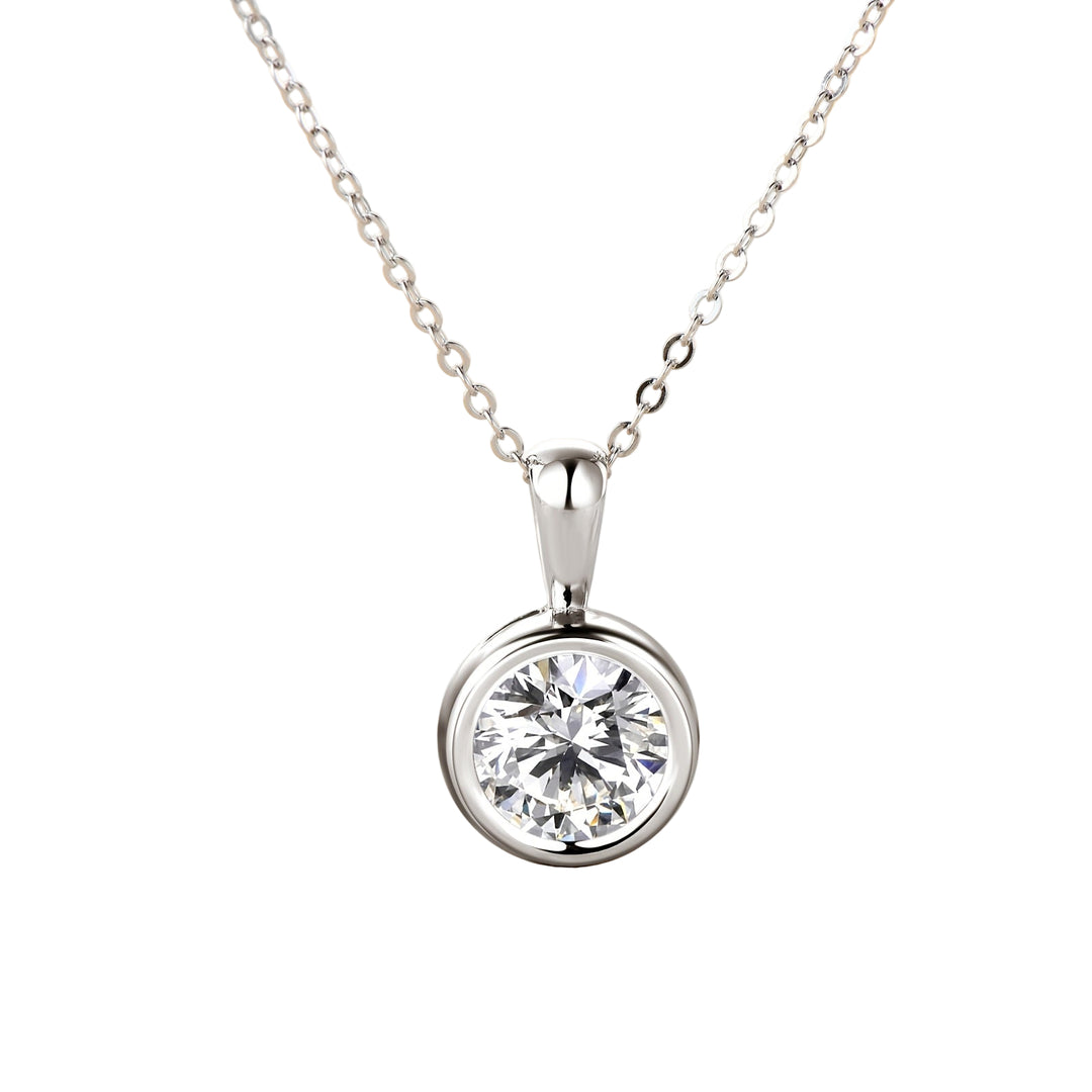 8mm Round Cut Moissanite Pendant Necklace
