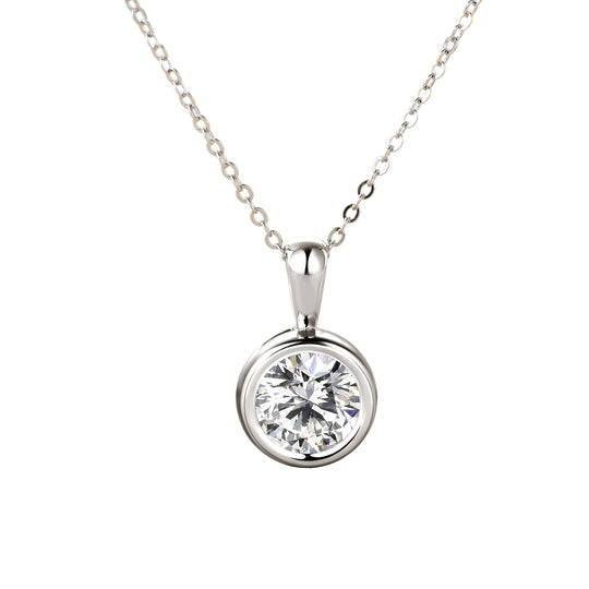 8mm Round Cut Moissanite Pendant Necklace