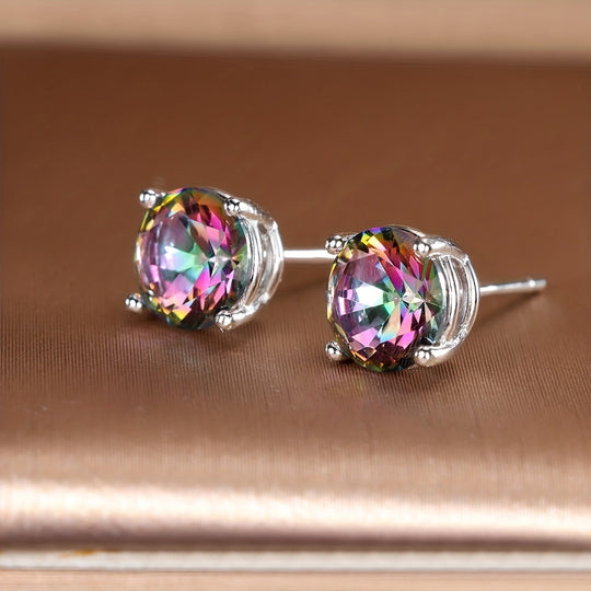 Rainbow Topaz Stud Earrings
