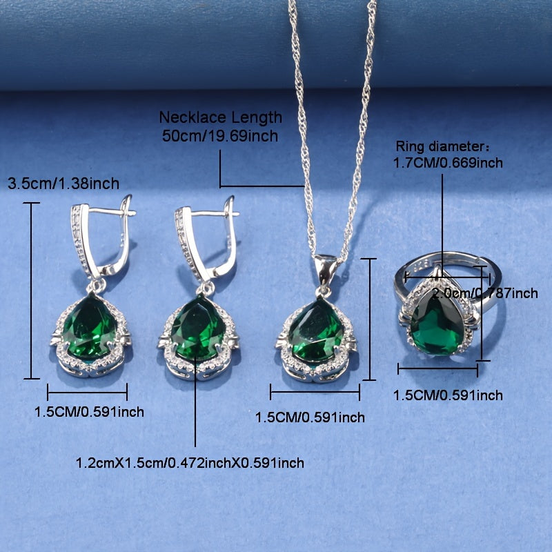 4-Piece Zirconia Elegant Jewelry Set