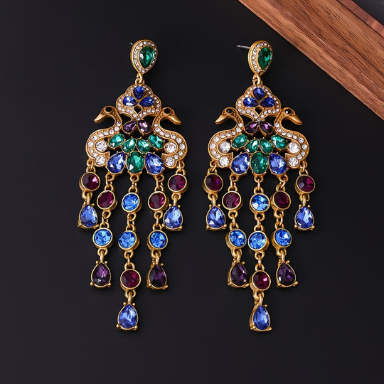 Vintage Peacock Dangle Earrings