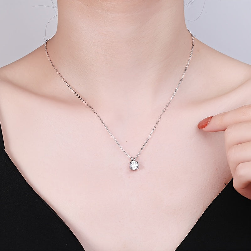 Round Cut Shiny Moissanite Pendant Necklace