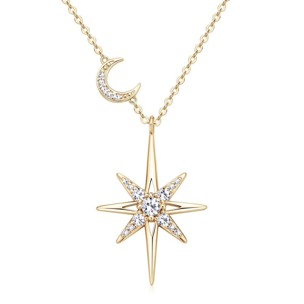 Star & Moon Moissanite Pendant Necklace