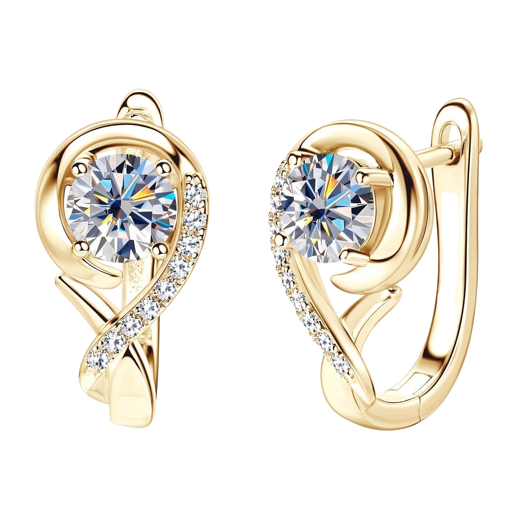 Elegant Moissanite Silver Rose Flower Hoop Earrings