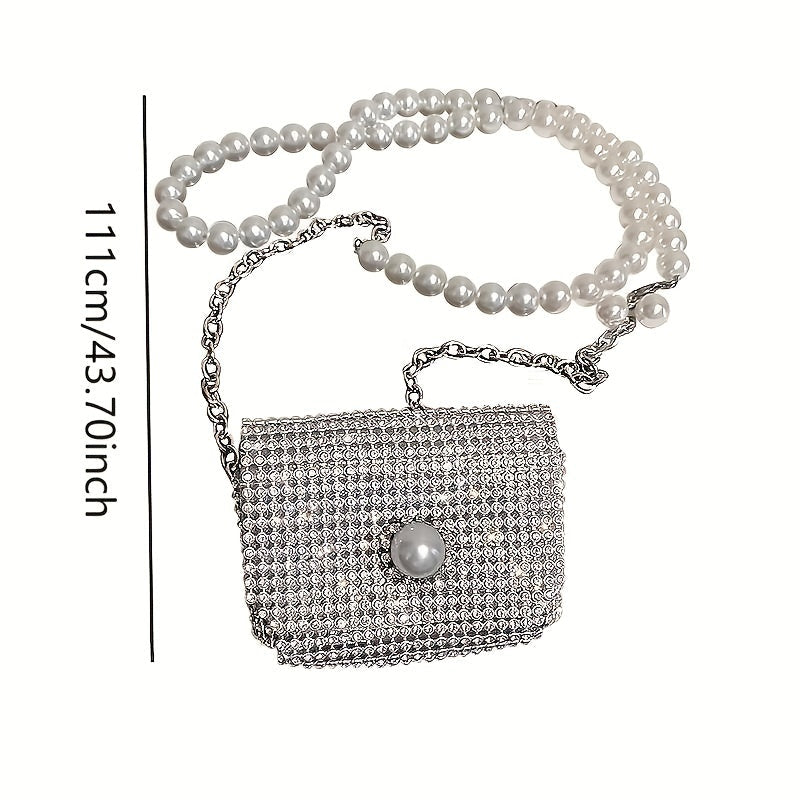 Hip-Hop Pearl Waist Bag with Chain