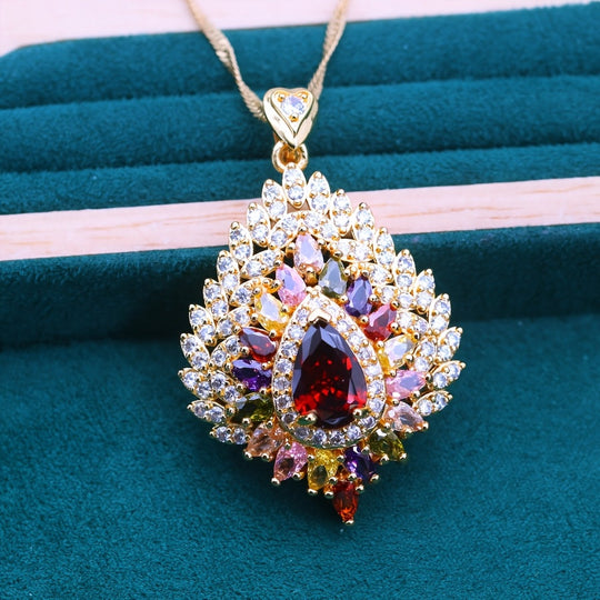 Elegant Multicolor Cubic Zirconia Pendant Necklace