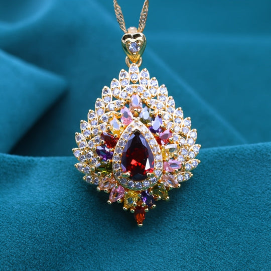 Elegant Multicolor Cubic Zirconia Pendant Necklace